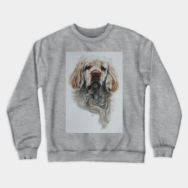 Clumber Spaniel Portrait Crewneck Sweatshirt by BarbBarcikKeith